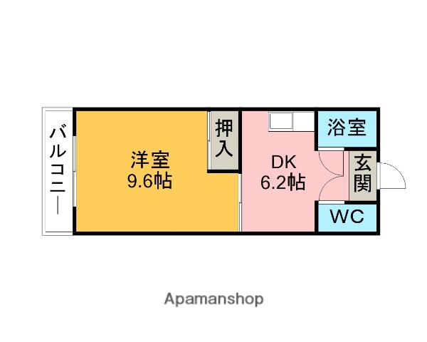 名鉄三河線 刈谷市駅 徒歩7分 4階建 築36年(1DK/2階)の間取り写真