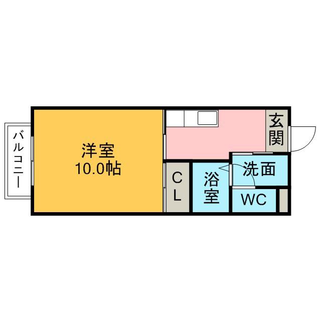 風見鶏Ⅰ(1K/2階)の間取り写真