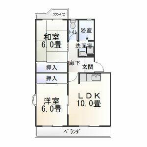 パープルシャトーA(2LDK/3階)の間取り写真