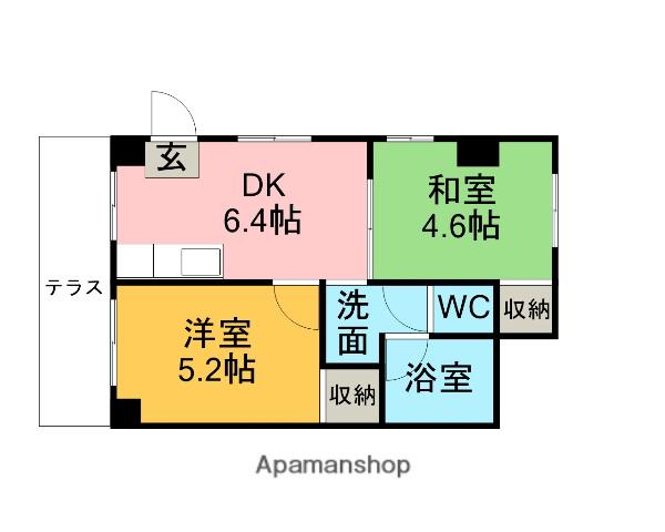 緑ハイツ(2DK/1階)の間取り写真