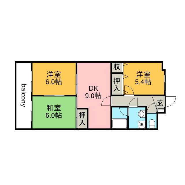 メゾンドヨサミ(3DK/2階)の間取り写真