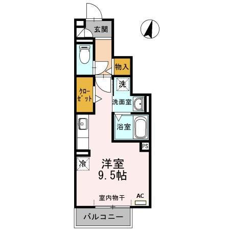 ヴィラ小山B(ワンルーム/1階)の間取り写真