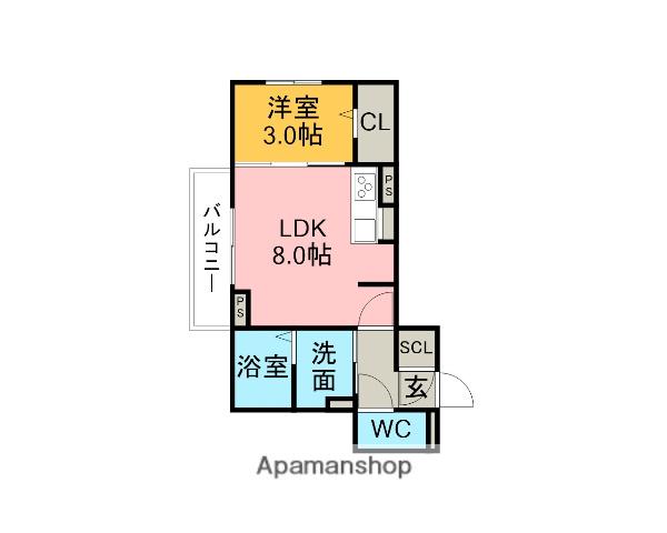 ソレイユ野田新町(1LDK/1階)の間取り写真