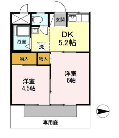 コーポ神明(2K/1階)の間取り写真