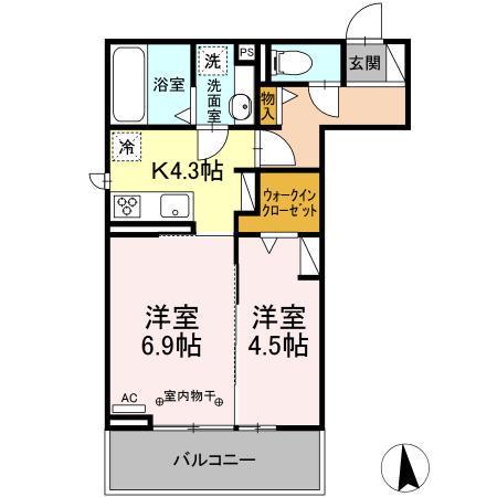 GRAND D-ROOM .H II(2K/3階)の間取り写真
