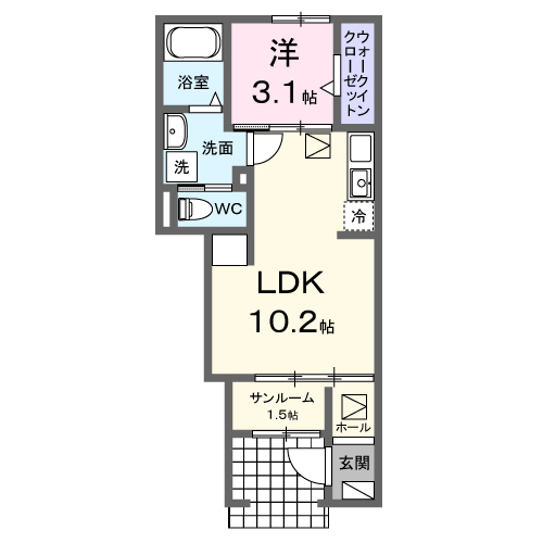 ヒカルサ刈谷東境町(1LDK/1階)の間取り写真