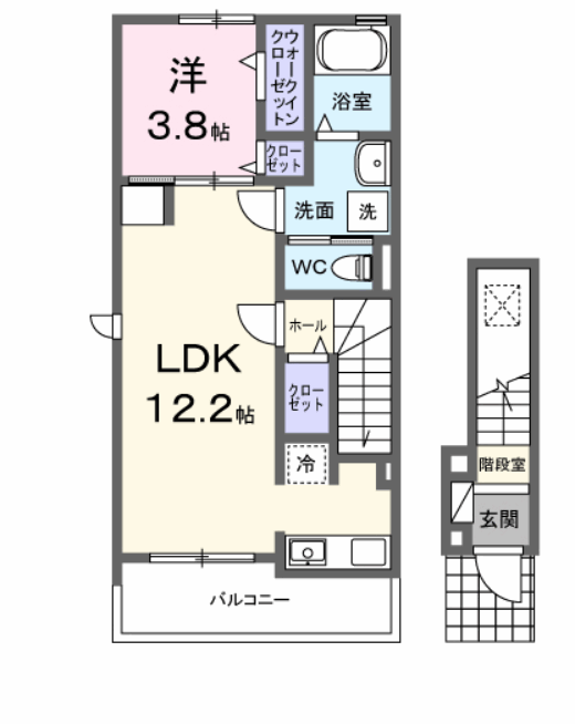 ヒカルサ刈谷東境町(1LDK/2階)の間取り写真