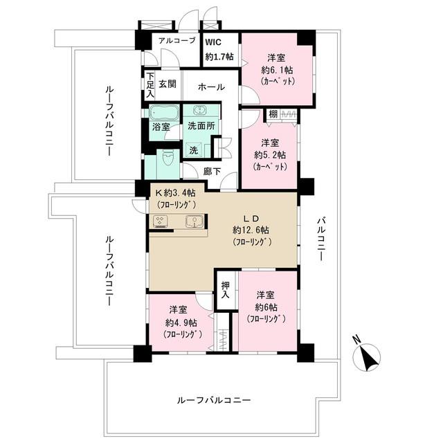 ネオハイツ東刈谷壱番館(4LDK/6階)の間取り写真
