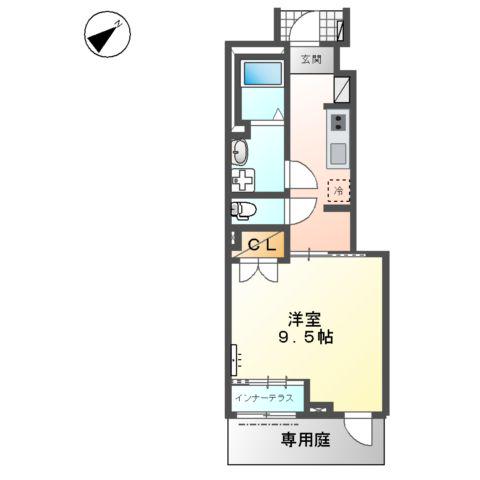 刈谷市今川町山脇1K/1LDK(1K/1階)の間取り写真