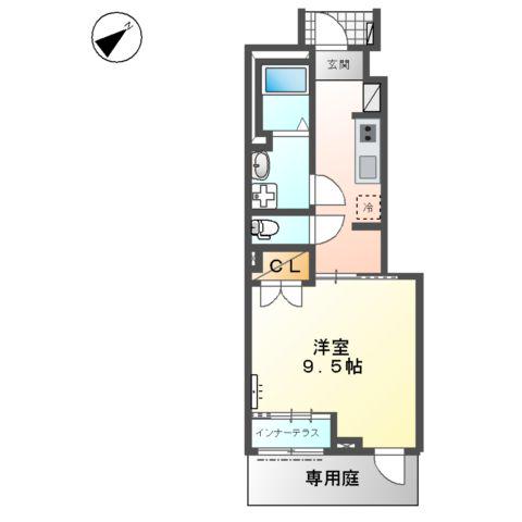 刈谷市今川町山脇1K/1LDK(1K/1階)の間取り写真