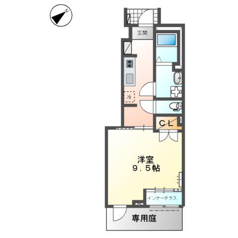 刈谷市今川町山脇1K/1LDK(1K/1階)の間取り写真