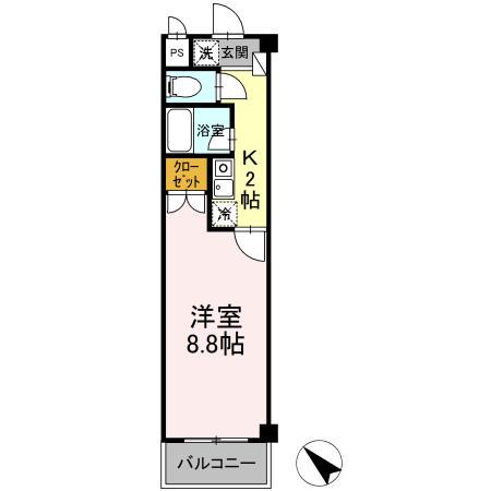 タイムD1(1K/3階)の間取り写真