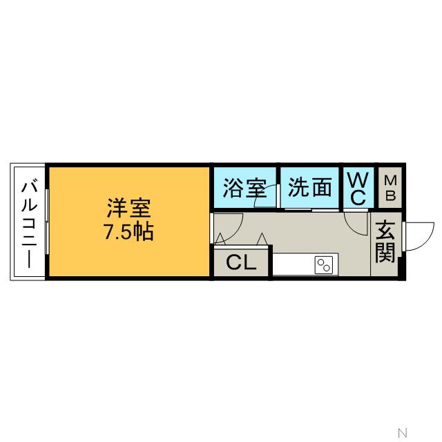 SKY COURT PREMIER(1K/2階)の間取り写真