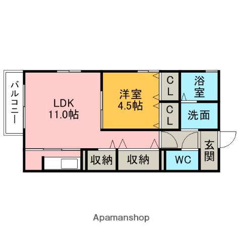 ボヌールⅡ(1LDK/2階)の間取り写真