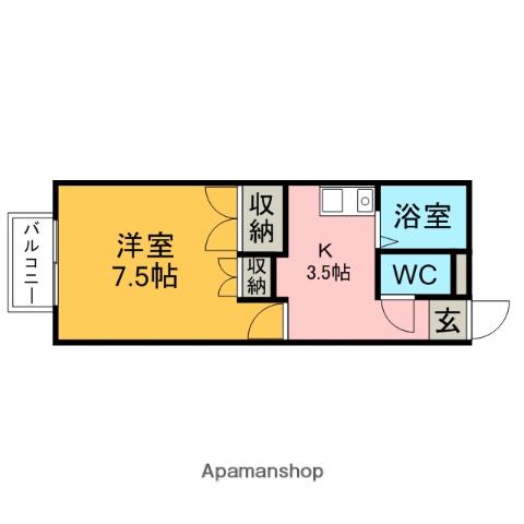 DEAR COURT A棟(1K/2階)の間取り写真