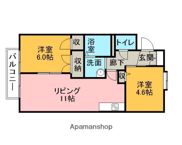 サニーコート亀崎 A棟(2LDK/2階)の間取り写真