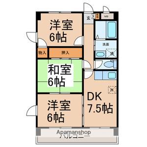 ジュネス保田Ⅲ(3DK/4階)の間取り写真