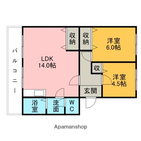 コーポ三立(2LDK/1階)の間取り写真