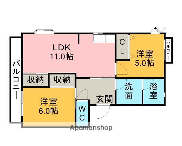 グランドゥール須田(2LDK/1階)の間取り写真