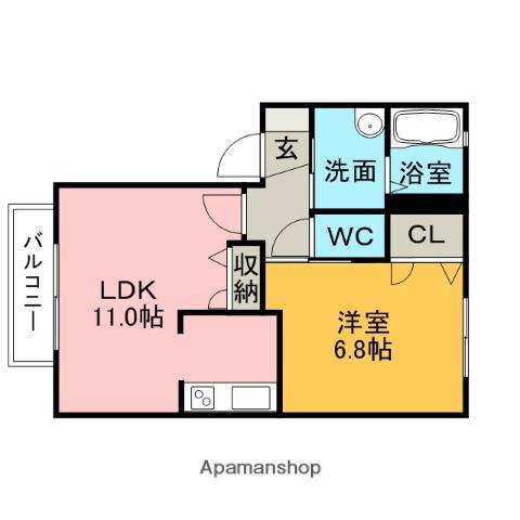 ACQUA A棟(1LDK/2階)の間取り写真