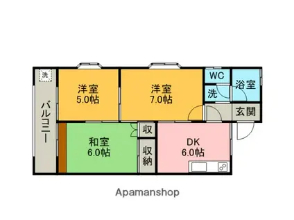 ファインC(3DK/1階)の間取り写真