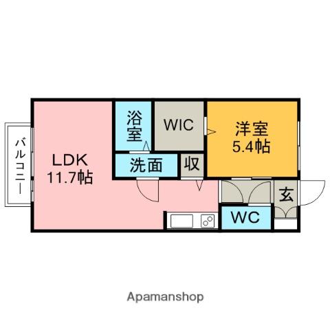 ハーモニータウンC(1LDK/1階)の間取り写真