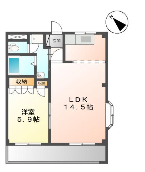 リバーサイドサツキ(1LDK/1階)の間取り写真