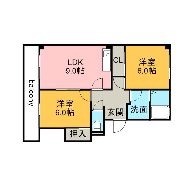 ダイアローグB(2LDK/2階)の間取り写真