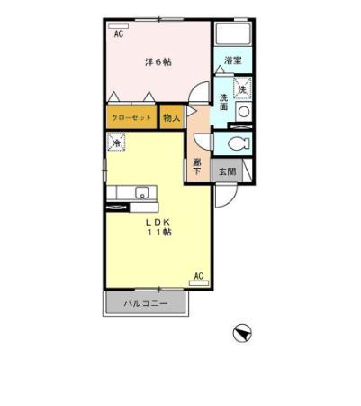 メゾン・ド・ソレイユK(1LDK/2階)の間取り写真