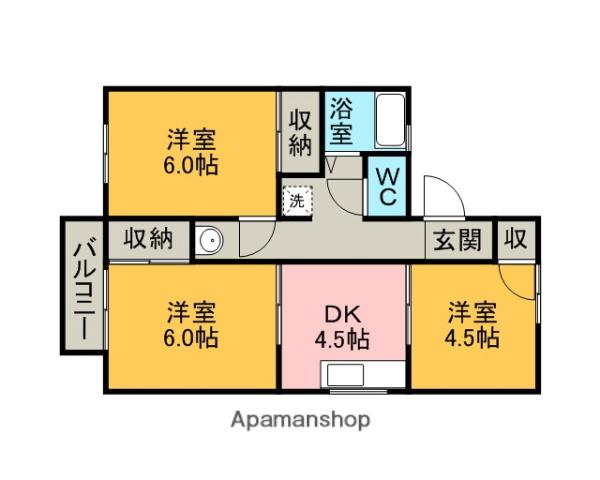 コーポラスあしま(3DK/2階)の間取り写真