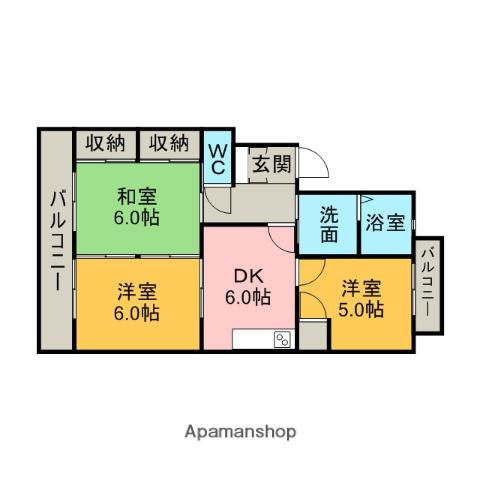 グレイス田中(3DK/3階)の間取り写真