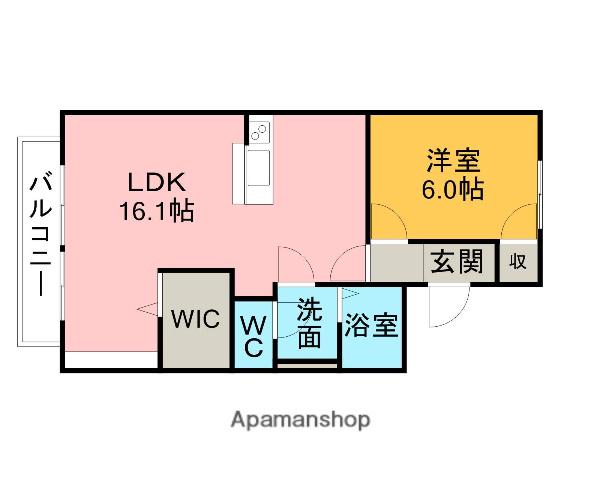 ビューラー西ノ宮B棟(1LDK/1階)の間取り写真