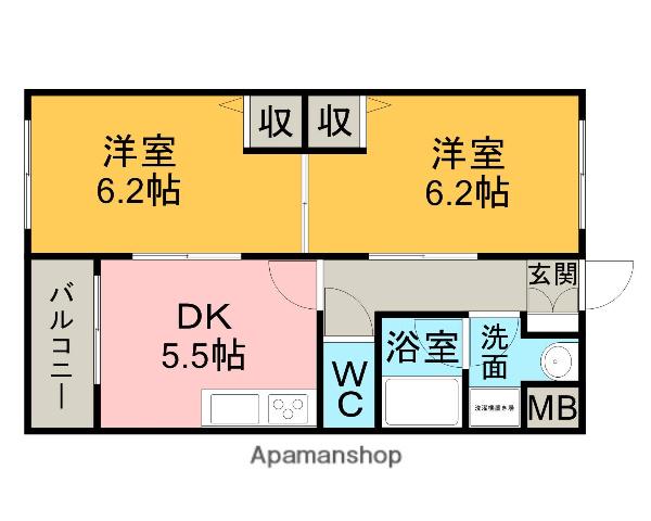 シャリテ(2DK/1階)の間取り写真