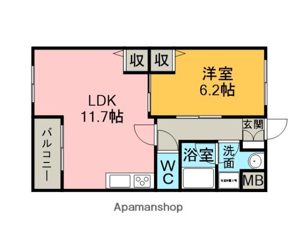 シャリテ(1LDK/2階)の間取り写真