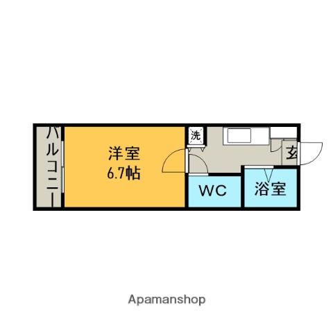 シェソワ名高山(1K/1階)の間取り写真