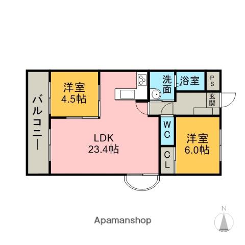 ピボットマンション池下(2LDK/6階)の間取り写真