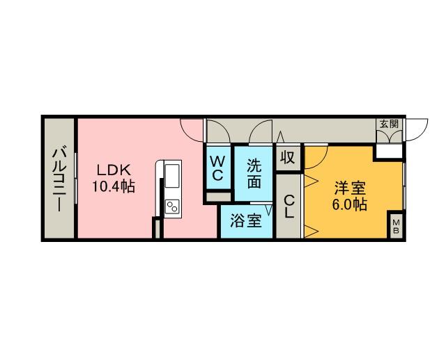 プラネットD(1LDK/1階)の間取り写真