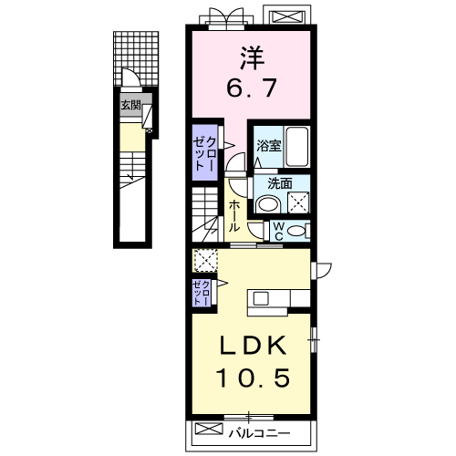 ウィステリア(1LDK/2階)の間取り写真