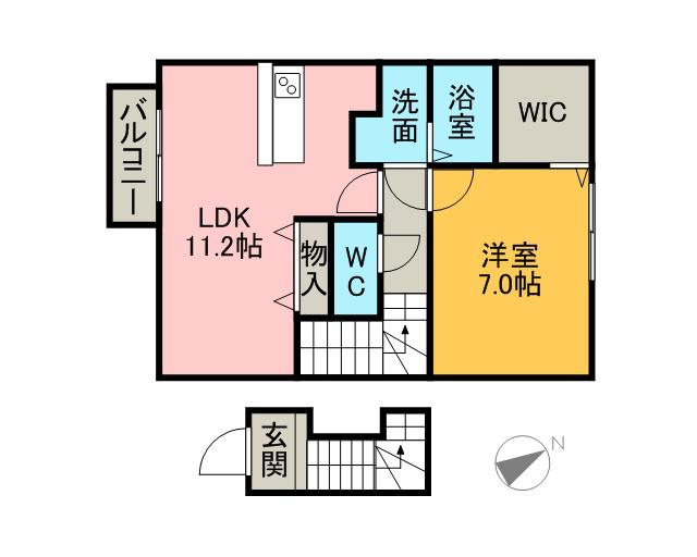 ニューフラワーY・K(1LDK/2階)の間取り写真