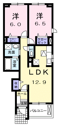 ブルーアース(2LDK/1階)の間取り写真