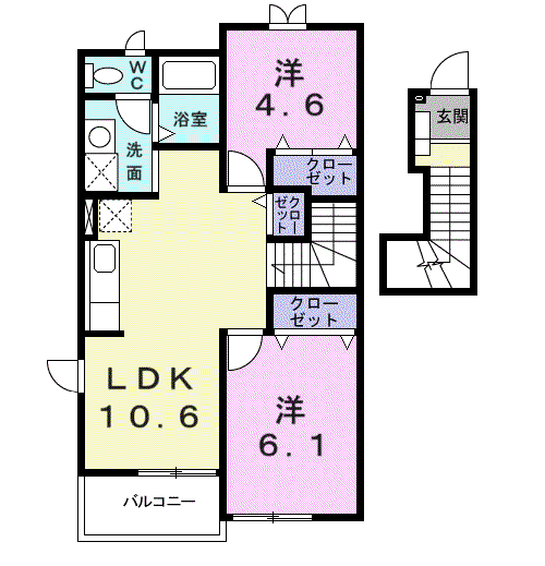 プリオール(2LDK/2階)の間取り写真