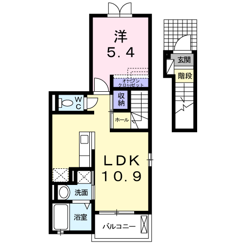 パーシモンⅡ(1LDK/2階)の間取り写真