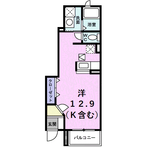 アダージュⅡ(1K/1階)の間取り写真