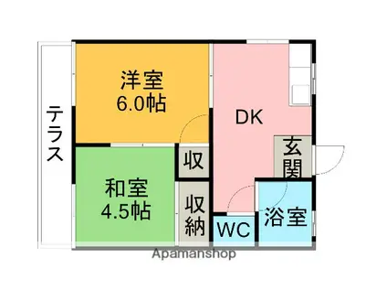 コーポ松本(2DK/2階)の間取り写真