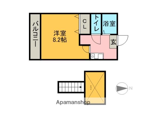 クラーラナカネ(1K/2階)の間取り写真