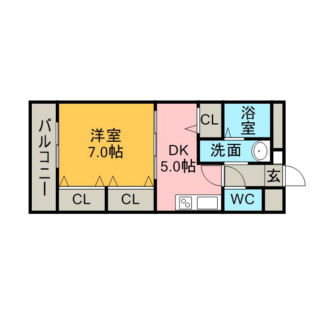 アンプルール・フェール縁Ⅰ(1DK/2階)の間取り写真