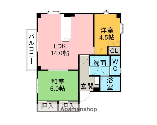 アーバニアIG A(2LDK/2階)の間取り写真