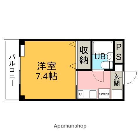 エステートF(1K/1階)の間取り写真