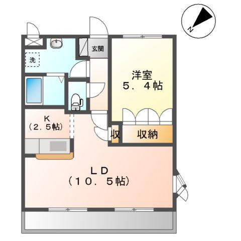 グランデールⅡ(1LDK/1階)の間取り写真