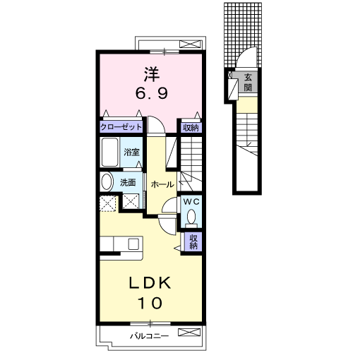 サンリット リバー(1LDK/2階)の間取り写真